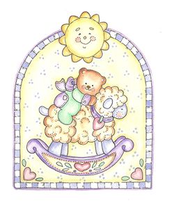 Teddy Bear On Lamb Rocker