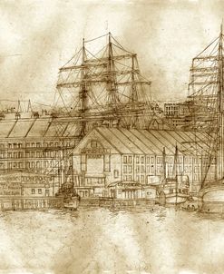 Boston Harbor c. 1877 Sepia Tone