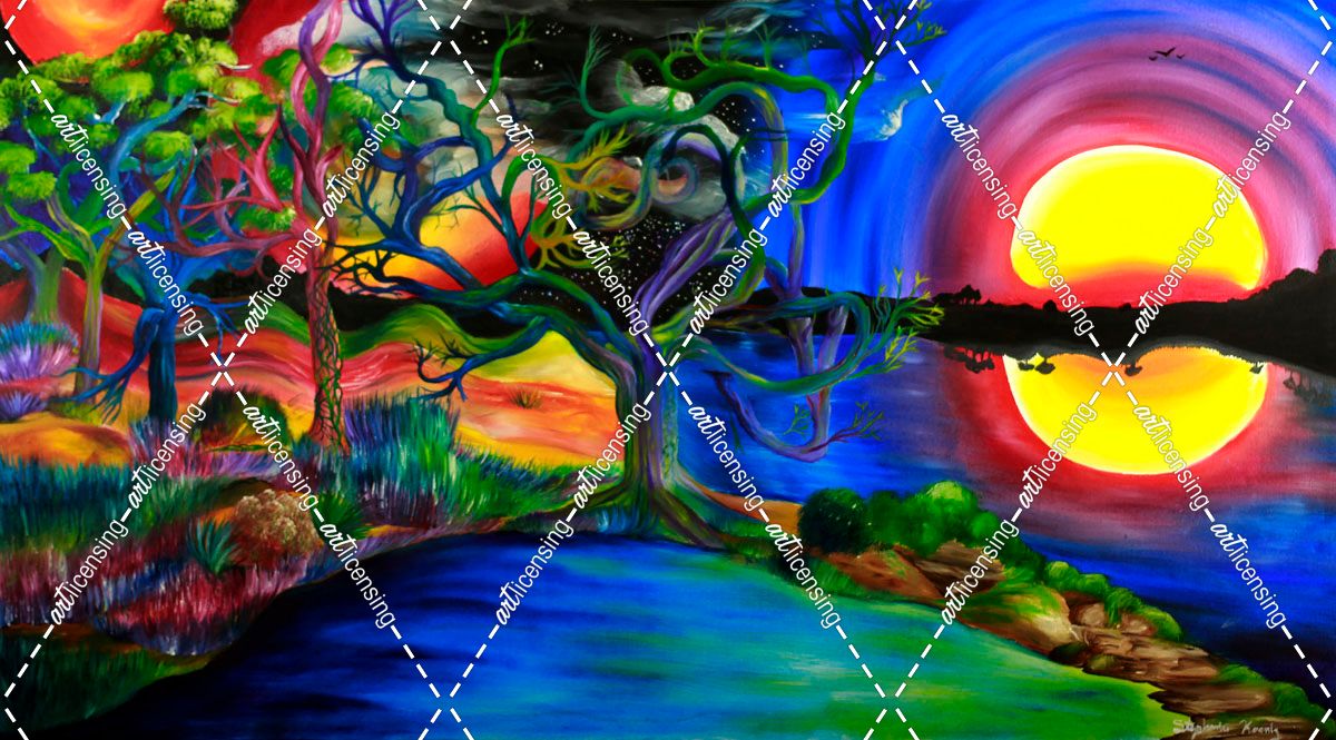 Colorful Psychedelic Rainbow Lake Art