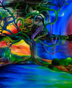 Colorful Psychedelic Rainbow Lake Art