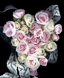 Pink & White Roses With Lace