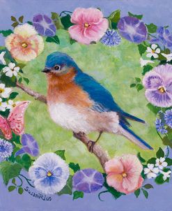 Bluebird and Pansies