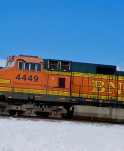 Orange Train in Snow