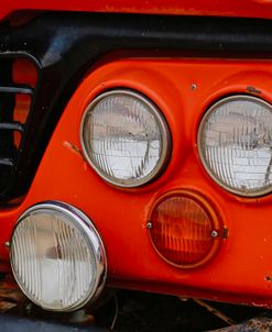 Vintage Red Grill Headlights