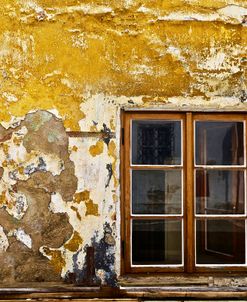 Window with Yellow cracked Wall