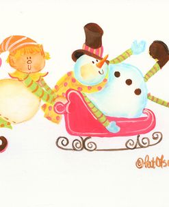 Elf And Snowman In Sleigh