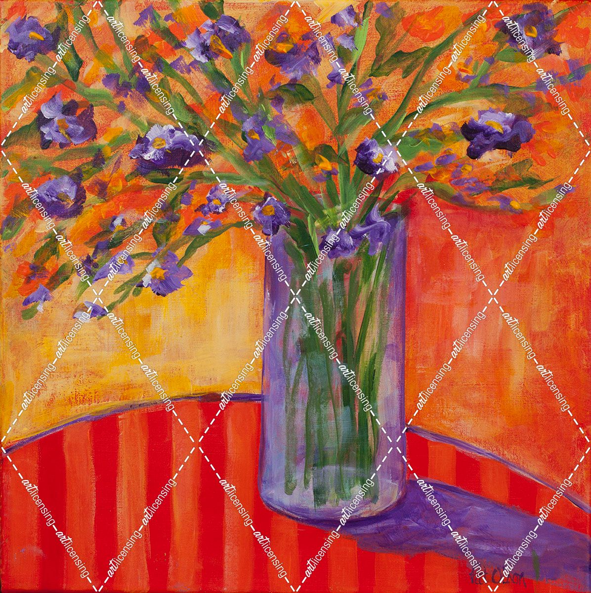 Flowers – Purple On A Red Table