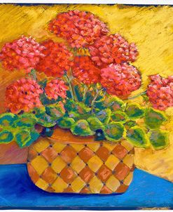 Flowers – Red Geraniums In A Basket