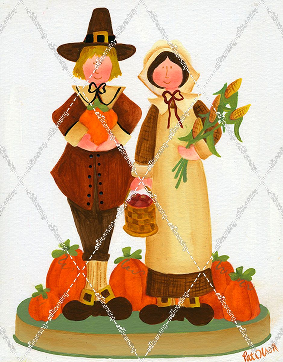 Pilgrims With Pumpkins