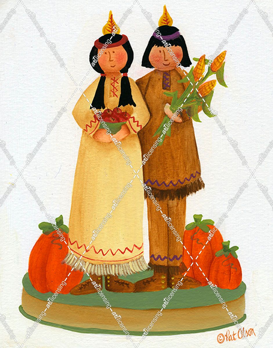 Native Americans With Pumpkins