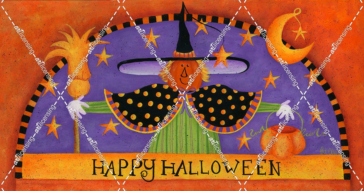 Witch Happy Halloween Half Moon