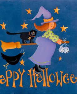 Witch On Broom – Happy Halloween
