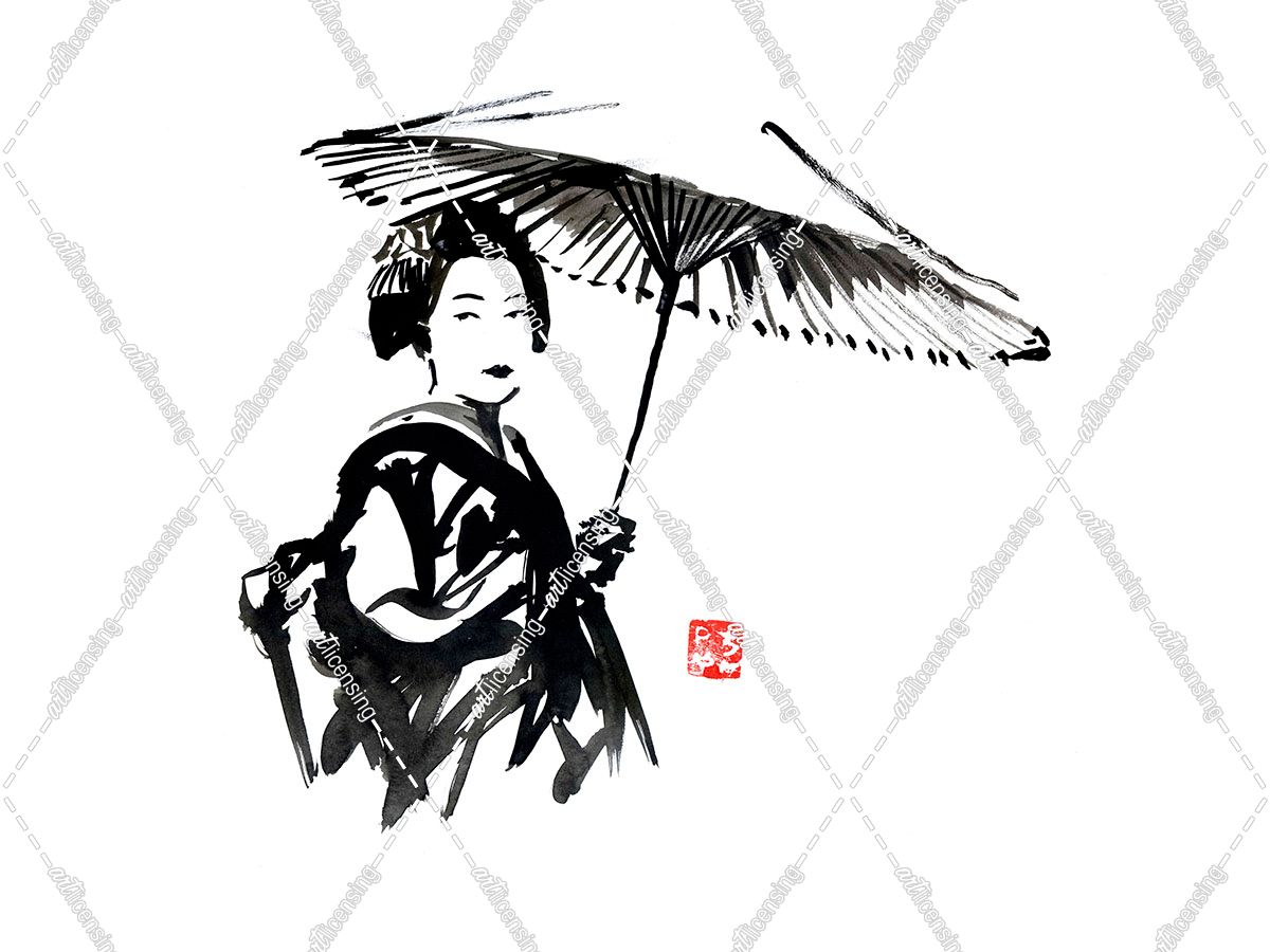 Geisha And Umbrella