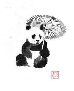 Panda Under The Rain