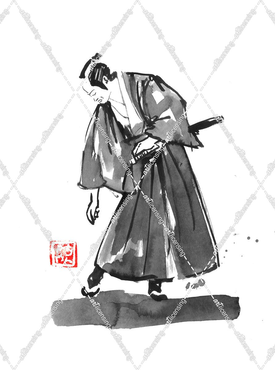 Samurai Checking His Shoe