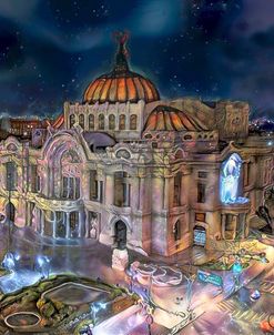 Mexico City Palace of Fine Arts at night