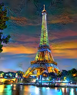 Paris France Eiffel Tower at sunset