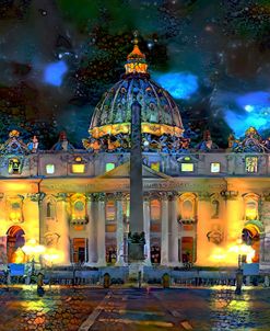 Vatican City Saint Peter Basilica at night