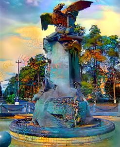 Toluca Mexio Fountain Eagle-Firmado