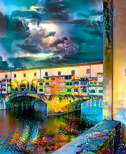 Italy Florence Ponte Vecchio at Night