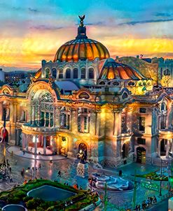 Mexico City Palacio de las Bellas Artes at Sunset