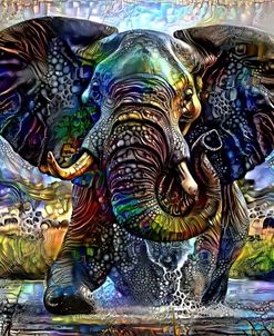 Elephant In Pond