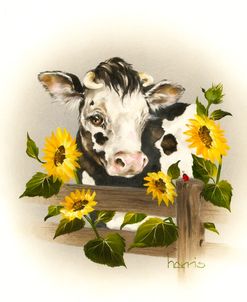 Cow & Sunflowers