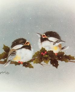 Chickadees And Holly