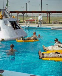 Apollo 1 Astronauts Working by the Pool