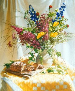 Wild Flowers And Yellow Quilt W/Bread