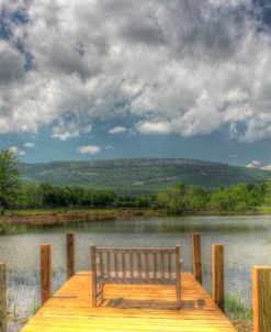 Pond Bench Dock and Mountain