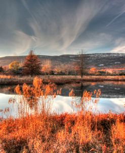 Autumn Pond And Cliffs