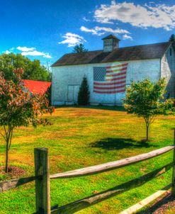 White Barn And Flag