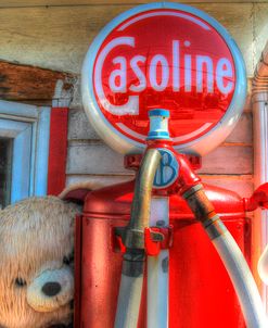 Old Gas Pump and Teddy