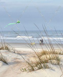 Beach Bike and Kite Panorama