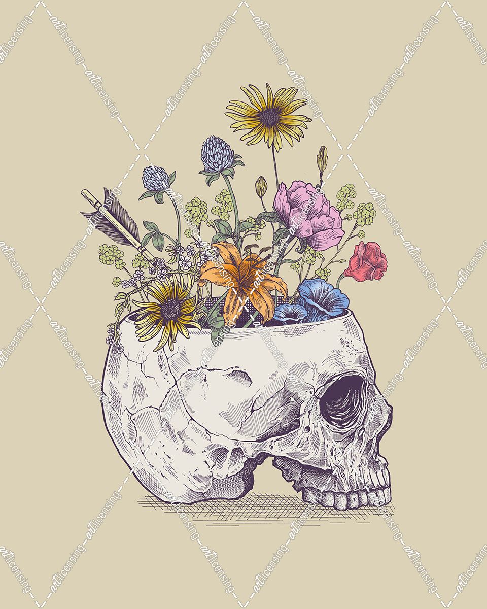 Half Skull Flowers