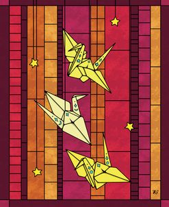 Stained Glass Paper Cranes