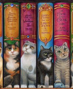 Cat Shelf With Books