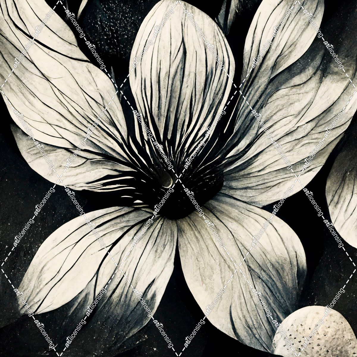 B005 Flowers Black White
