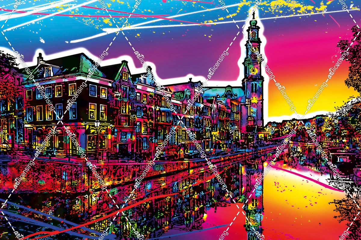 C008 Colorful Cityview Of Amsterdam Westertoren