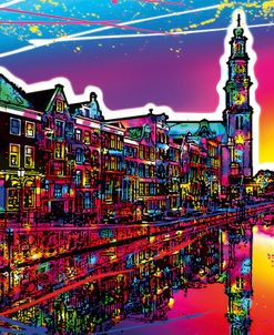 C008 Colorful Cityview Of Amsterdam Westertoren