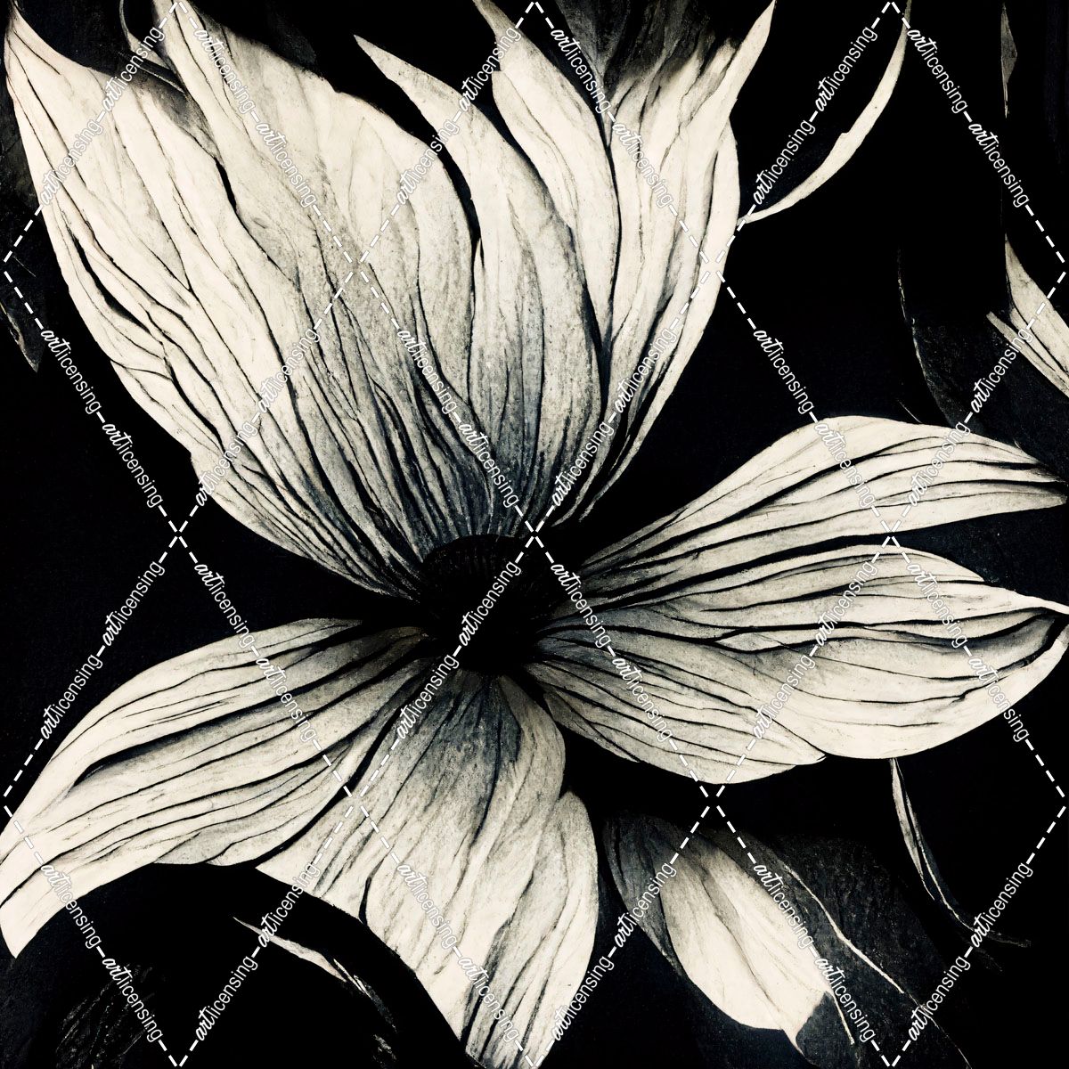 B010 Flowers Black White