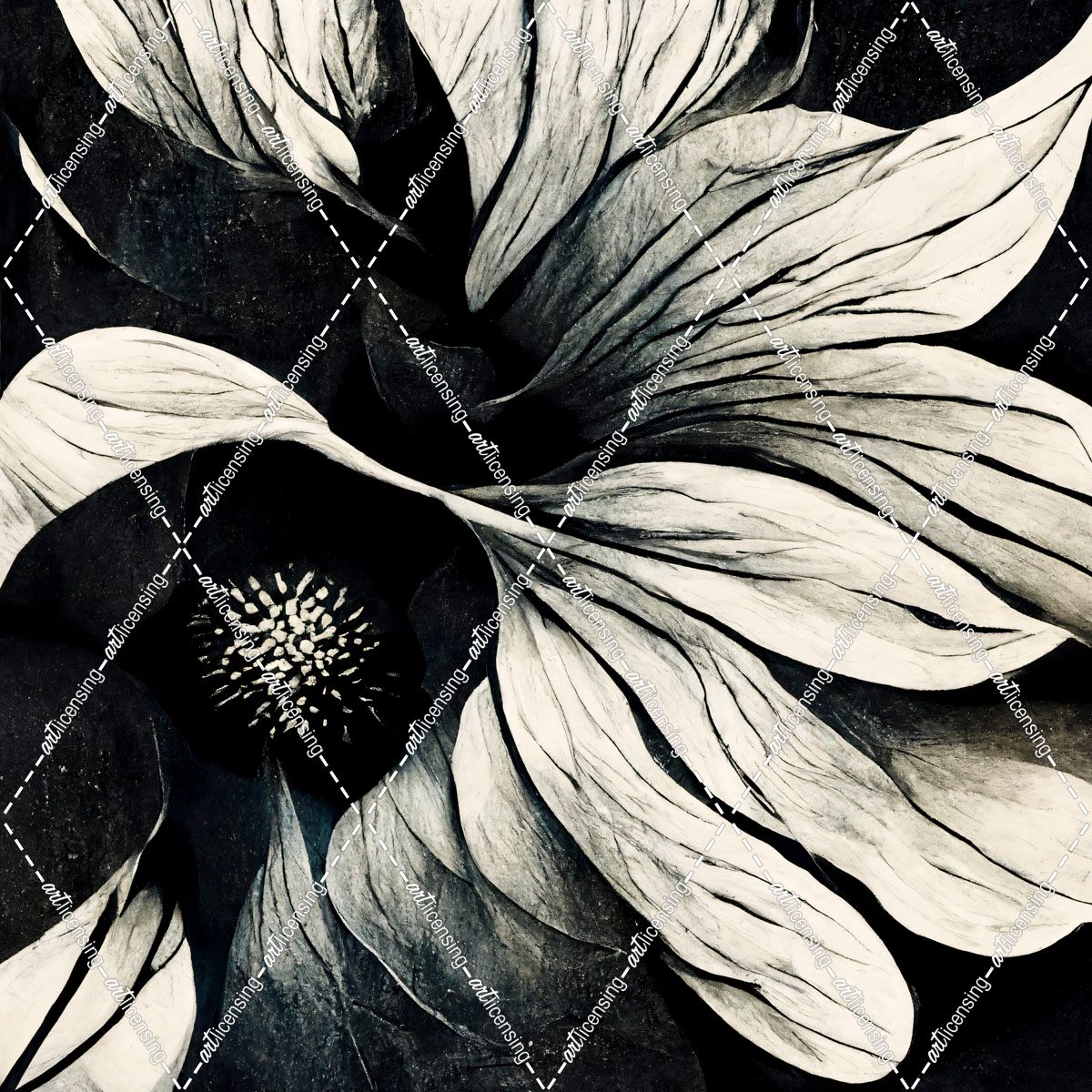 B018 Flowers Black White
