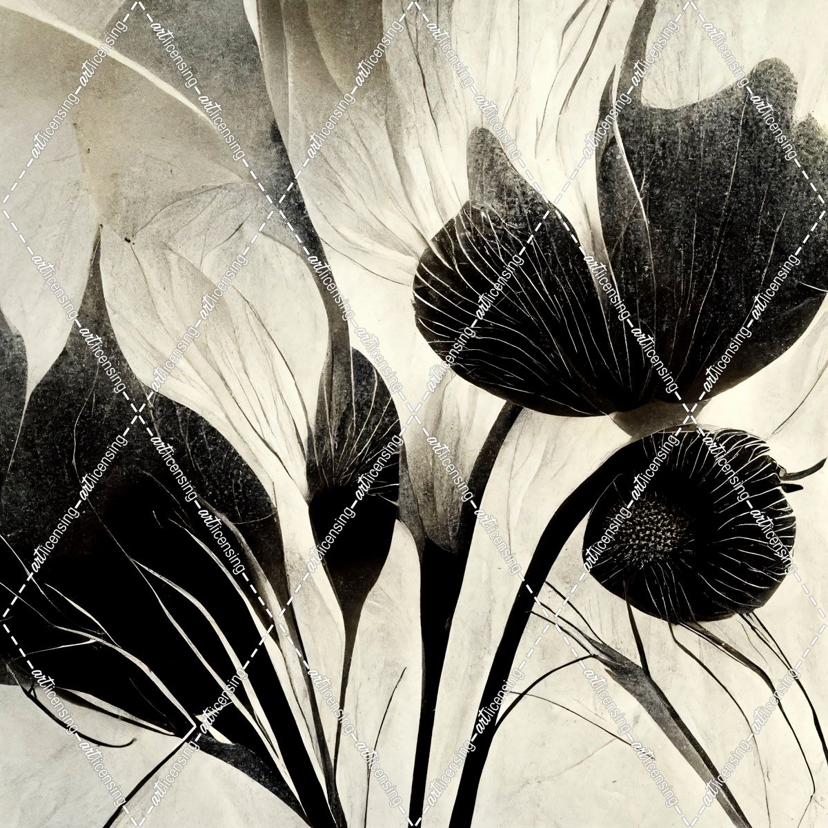B031 Flowers Black White