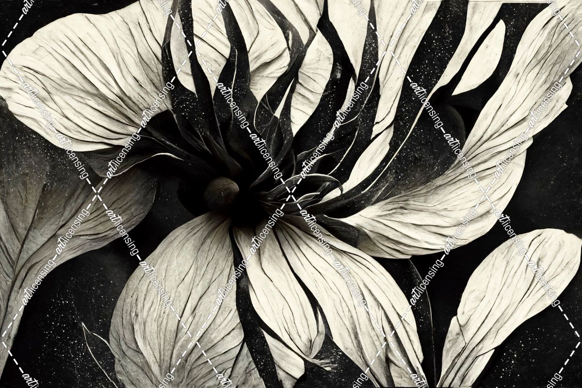 B040 Flowers Black White