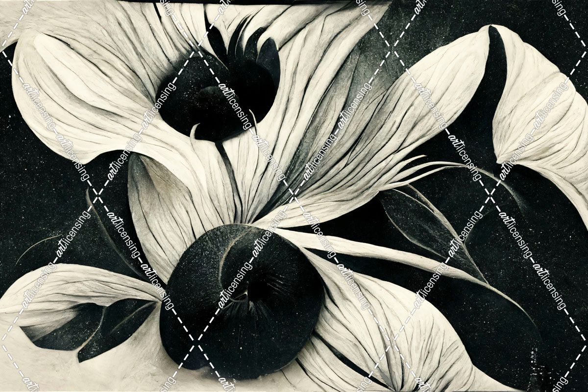 B042 Flowers Black White