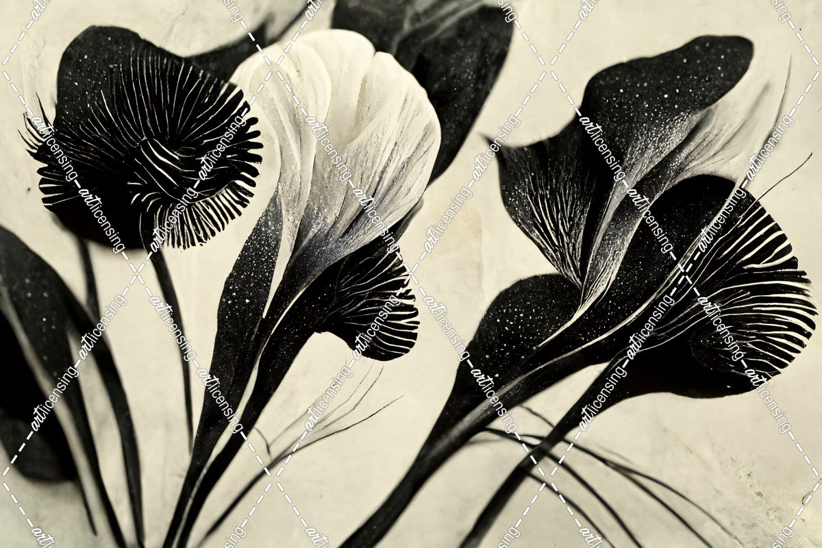 B053 Flowers Black White