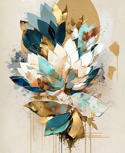 Oil Painting Expressive Flowers Gold 13