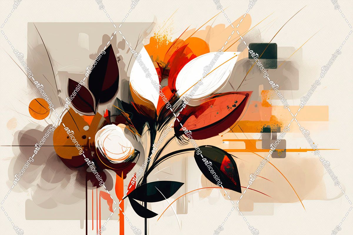 Oil Painting Expressive Flowers Orange 3