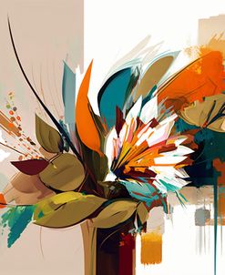 Oil Painting Expressive Flowers Orange 6